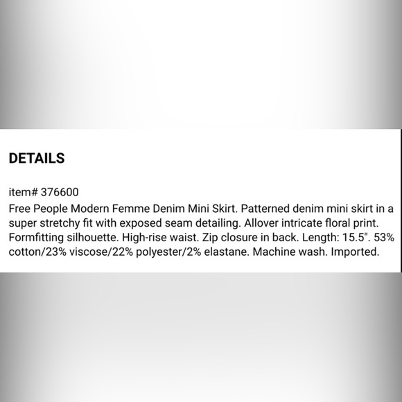 NWT Free People Modern Femme Denim Skirt - Picture 7 of 7